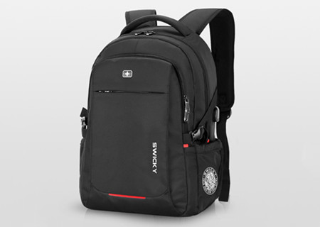 瑞士Swicky 男式双肩包潮流新款大容量休闲商务旅行出差17英寸笔记本电脑包公司奖品员工福利品